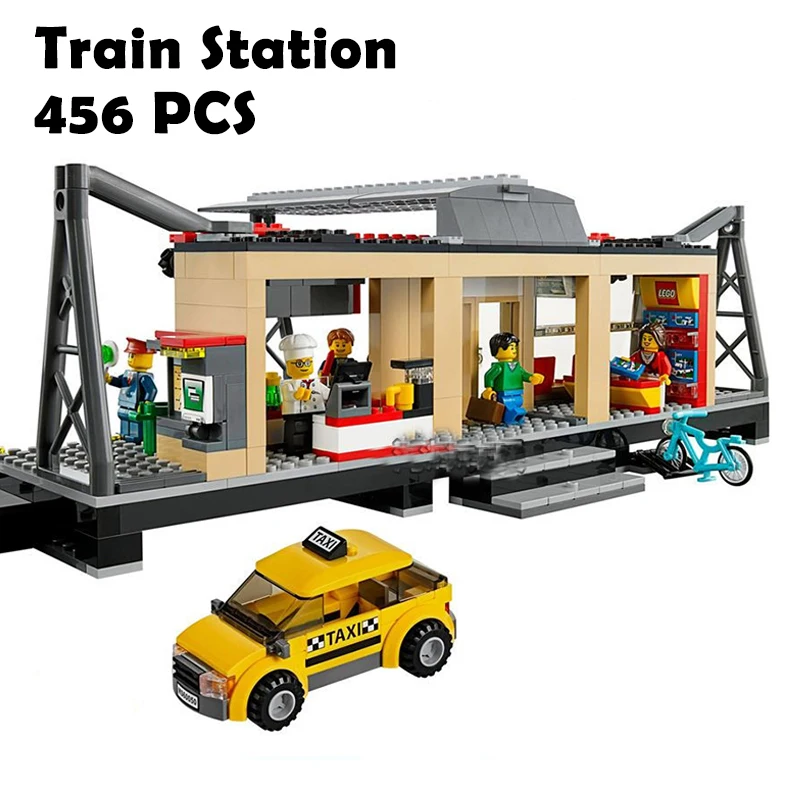 

Model Building Blocks toys 456Pcs 02015 Train Station Compatible with lego City Series 60050 Brick DIY toys & hobbies