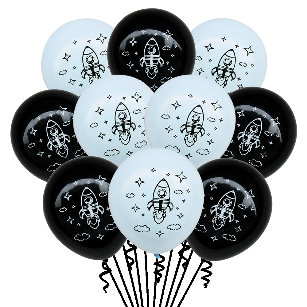 

10pcs/set Science fiction Theme party balloons spaceman Rocket outer space Latex ballon birthday baby shower Decoration Kids toy