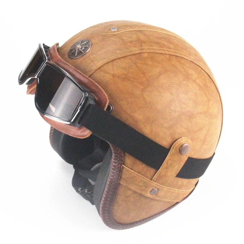 Free shipping PU Leather Helmets 3/4 