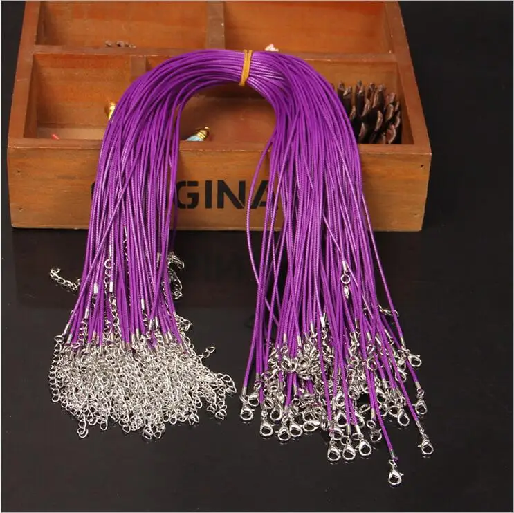Wholesale 20pcs/lot 1.5mm Multicolor Leather Cord Wax Rope Chain Necklace with Lobster Clasp DIY Jewelry Accessorie Z570