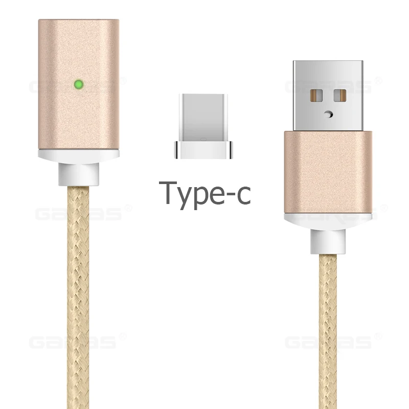 GARAS usb type C/Micro USB/для iphone Магнитный кабель USB-C/type-C быстрое зарядное устройство магнитный кабель для iphone/ipad кабель для мобильного телефона - Цвет: gole type c