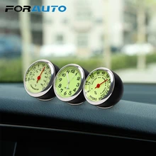 FORAUTO автомобильные часы, термометр, гигрометр, мини светящиеся кварцевые часы, механика, автомобиль-стайлинг, автомобильный декор, украшения
