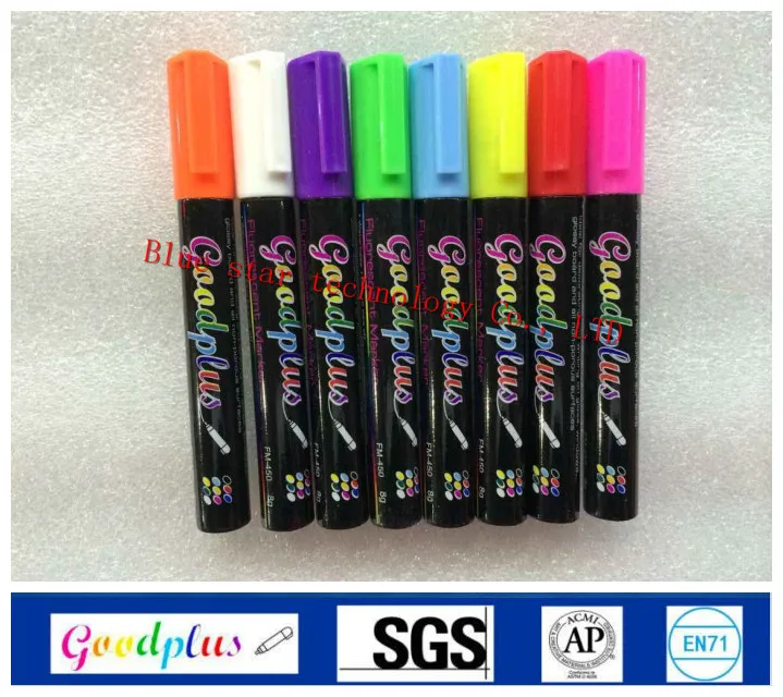 

Office Supplies Original Fluorescent Highlighter Liquid Chalk Marker Pens Removal 6mm Reversible Tip 8pcs/set for Chalkboards