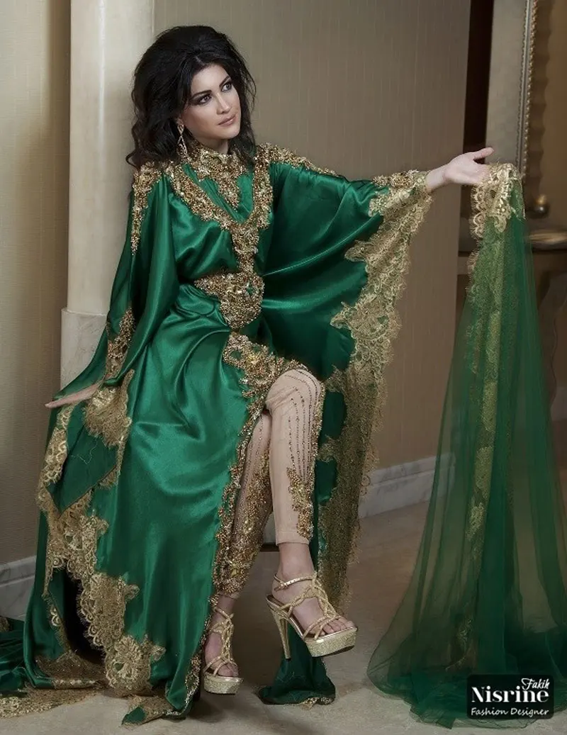 vintage green arabic kaftan prom dresses sleeves gold applique satin abaya dubai evening vintage green arabic kaftan prom dresses sleeves gold applique satin abaya dubai evening
