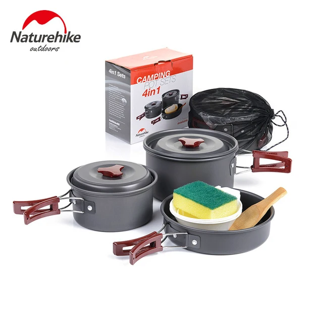 Naturehike Camping Pots Picnic Barbecue Supplies Outdoor Cooking Naturehike Camping Pots Picnic Barbecue Supplies Outdoor Cooking Utensils Portable Combination Pot Sets Tableware 2 3 Person