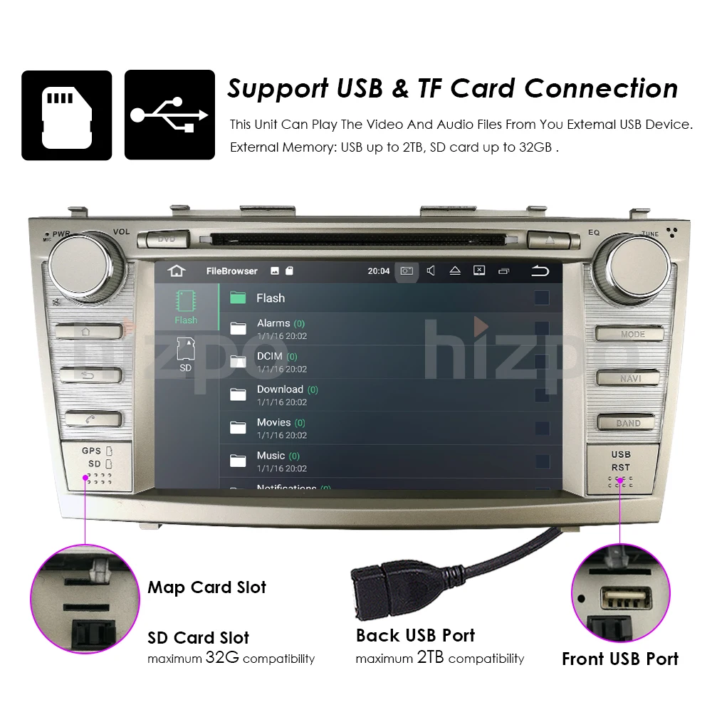 Sale Android8.0/8Core 4Core/Android7.1/8.1 Car DVD Player For Toyota Camry 2008-2011 GPS Navi SD/USB Touch Screen Radio mp3 Bluetooth 21
