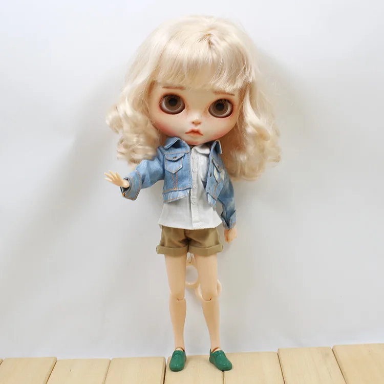 

Fortune Days Clothes for icy blyth doll licca body bjd 1/6 cool suit handsome clothes shorts white shirt jeans Free shipping