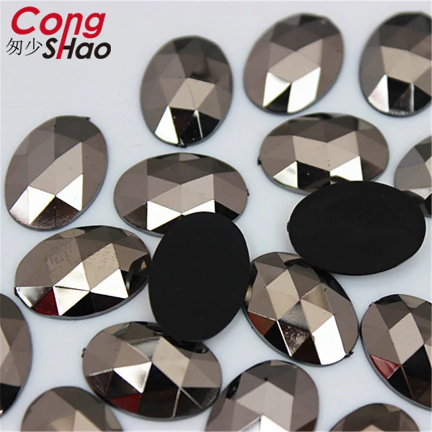 Cong Shao 100 шт 13*18 мм овальной формы акриловые кристаллы-стразы отделка с плоским основанием камень для DIY одежды ремесла аксессуары YB205