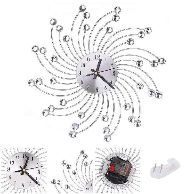 

Hot Sale 3D Large Wall Clock Metal Crystal Modern Home Decoration Silent Clocks for Living Room Office