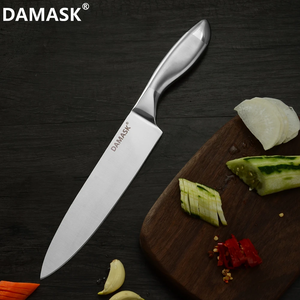 Дамасский набор кухонных ножей, кухонный нож японского шеф-повара из нержавеющей стали с подставкой для ножей, эргономичный дизайн ручки, нож для мяса