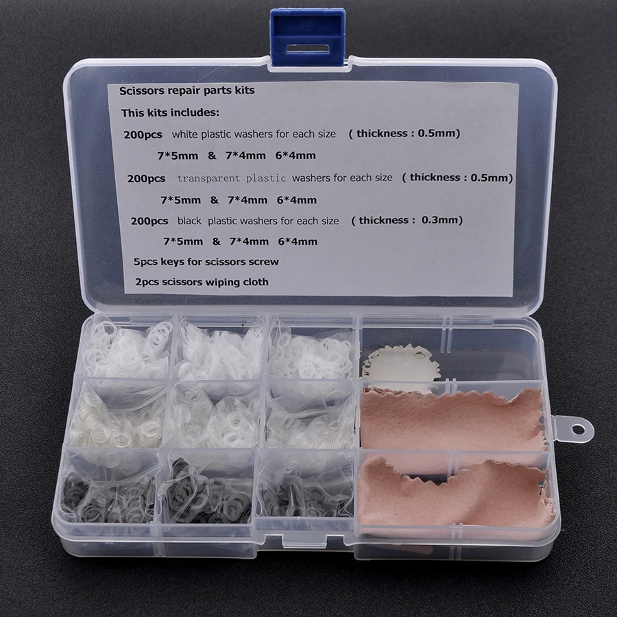 Goede 1800 stks set Plastic Ringen voor Kapperschaar Accessoire Verschillende grootte voor Wasmachines Kapper Salon Schaar 7*5mm 7*4mm 6*4mm
