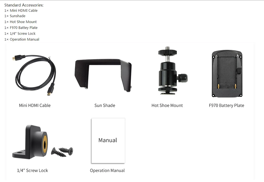 F570 5.7 4K Mini camera Monitor+HDMI Input Output IPS Full HD 1920x1080 LCD monitoring for DJI ZHIYUN Gimbal Stabilizer4