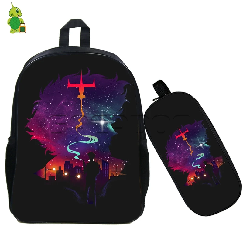 

2 Pcs/set Anime Cowboy Bebop Outline Backpack Spike Printing Travel Notebook Bags School Backpack for Teenagers Boys Girls