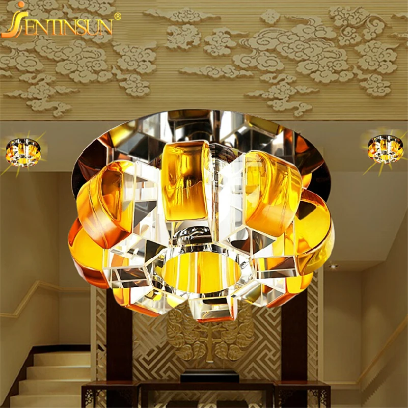 

New Ceiling fan Crystal Chandelier Pumpkin shape 10/12CM LED Ceiling Lamps Light Fixtures lustres de sala Led Lighting Walkway