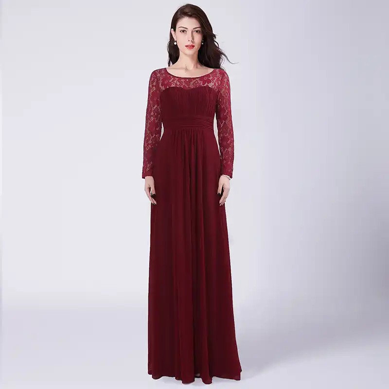Detail Feedback Questions About Burgundy Long Bridesmaid Dresses Burgundy Long Bridesmaid Dresses Under 50 Lace Sleeves Chiffon Dress For Wedding Party Open Back