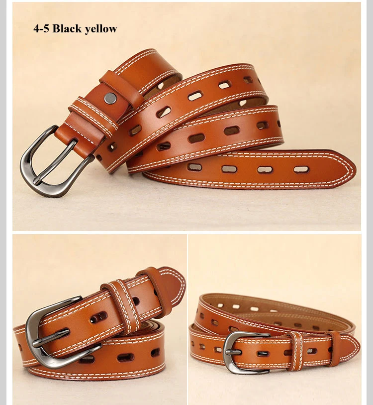 Genuine Leather Women Belt for Women Strap Female Pin Buckle Fashion Vintage Metal Embossing belts Sadoun.com