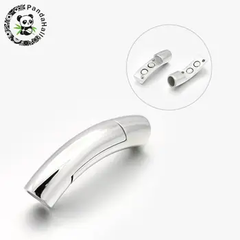 

Curved Tube 304 Stainless Steel Magnetic Necklace Clasps Stainless Steel Color Jewelry Making Findings 39.5x8mm, Hole: 6mm