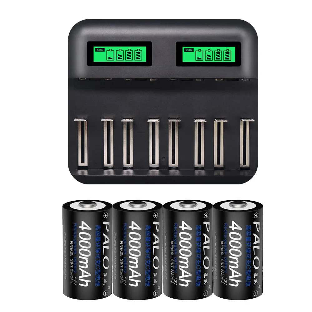 Зарядное устройство PALO с ЖК дисплеем и USB портом для аккумуляторных батарей Ni Cd MH C