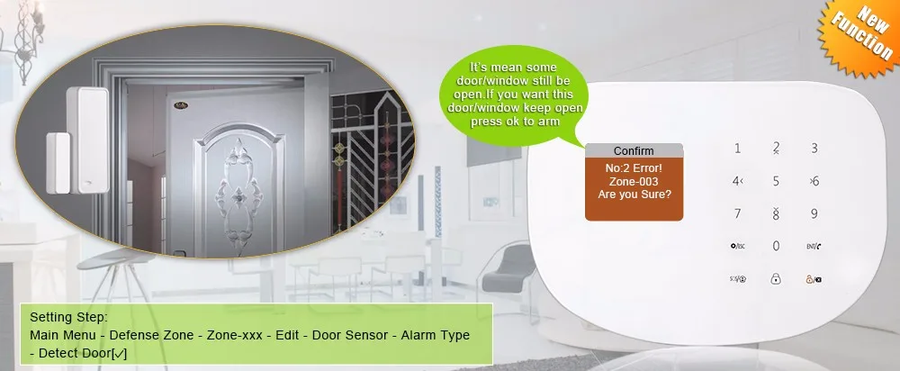 Дистанционное управление голосовые подсказки Беспроводной датчик двери Главная безопасности GSM сигнализации ЖК-дисплей Дисплей