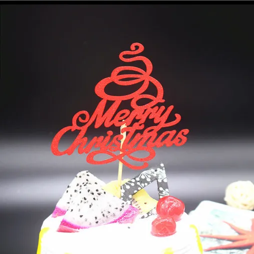 1pc Creative Merry Christmas Cake Flag Topper Multi Colors Cup Cake Flags For Xmas Party Cake Baking Decoration Supplies