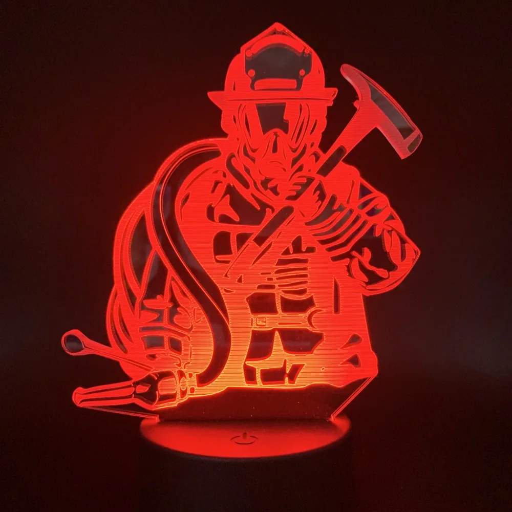 

Led Night Light Firefighters Serve The People Best Gift for Teenagers Living Room Color Changing Decoration 3D Lamp Dropshipping