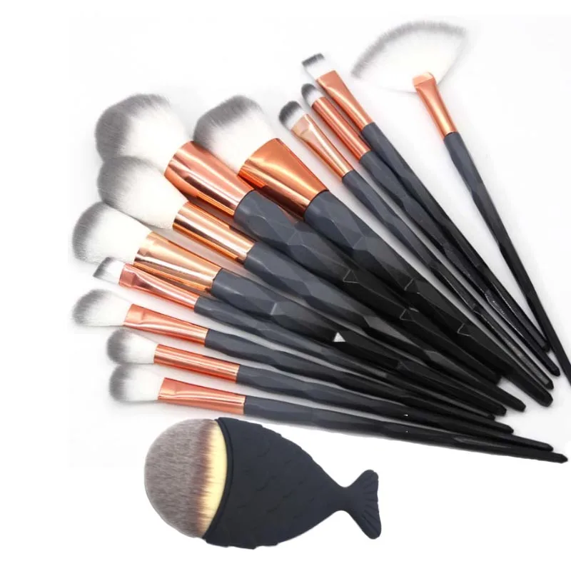 

AiceBeu 12/13pcs Black Mermaid Makeup Brush Set Charm Diamond Eyeshadow Eyebrow Eyeliner Make Up brushes Fish Tail Brush