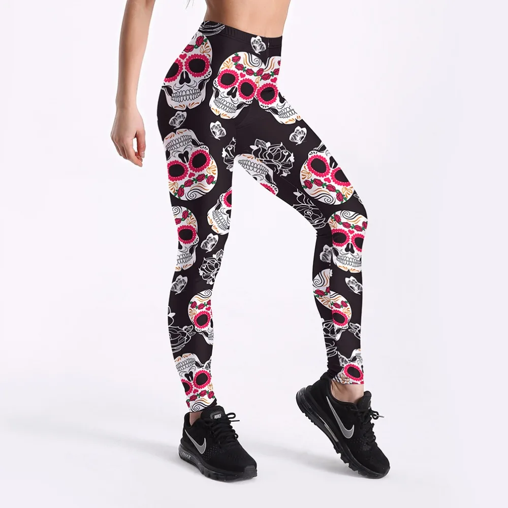 2018 Hot Sell Skull Leggings Women's Skull&Flowers