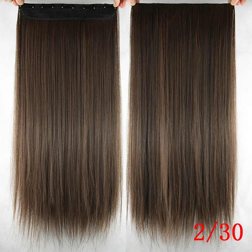 Soowee, 22 цвета, 120 г, синтетические волосы, Длинные прямые, черный блонд, накладные волосы на заколках, шиньон, Cheveux - Цвет: 4/30HL