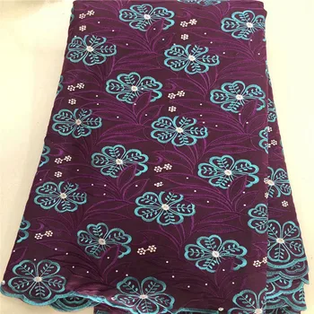 

Thailand's latest design 2019 African Cotton Swiss Voile Lace High Quality Swiss Voile Dry Lace Cotton Lace Fabric purple yellow