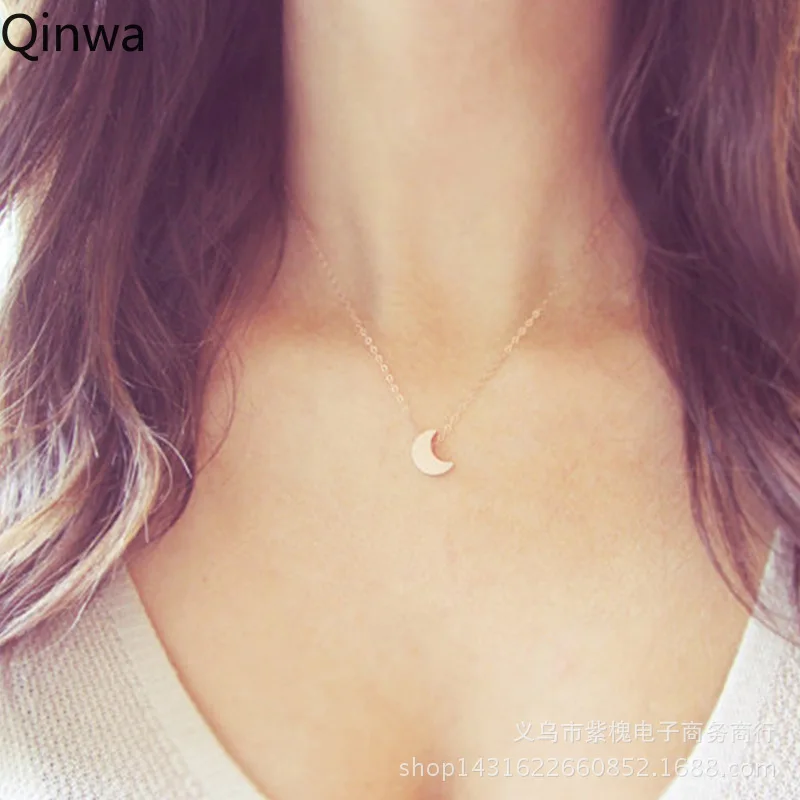 

2019 New Simple Gold/Silver Plated Moon Necklace Pendant Chain for Women Accesorios Mujer Joyeria Mujer Colar New Fashion Jewelr