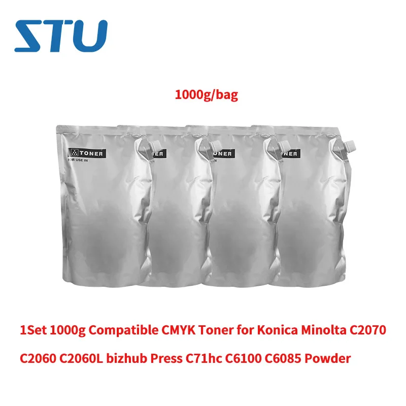1Set 1000g Compatible CMYK Toner for Konica Minolta C2070 C2060 C2060L bizhub Press C71hc C6100 C6085 BH C71hc C6100 Powder