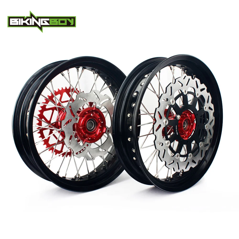 BIKINGBOY 17 &quotсупермото для Honda CRF 250 R 2004 2013 450 02 12 CR 125 04 08 полный колеса тормозные диски