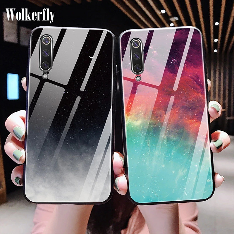 

Glass Case For Xiaomi Redmi Note 7 6 5 Pro Mi 9t Mi9 se Mi A2 8 Lite Max 3 On Redmi 7 6A K20 Pro 5 Plus Gradient Star Space Case