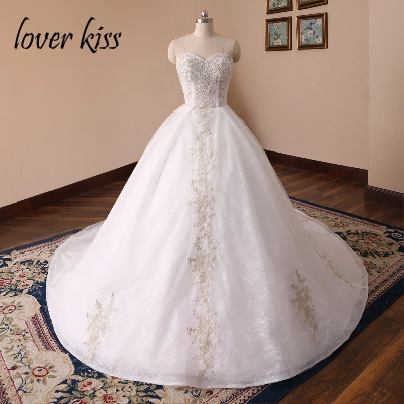 Lover Kiss robe de mariee 2021 Sweetheart Strapless Lace Wedding Dress