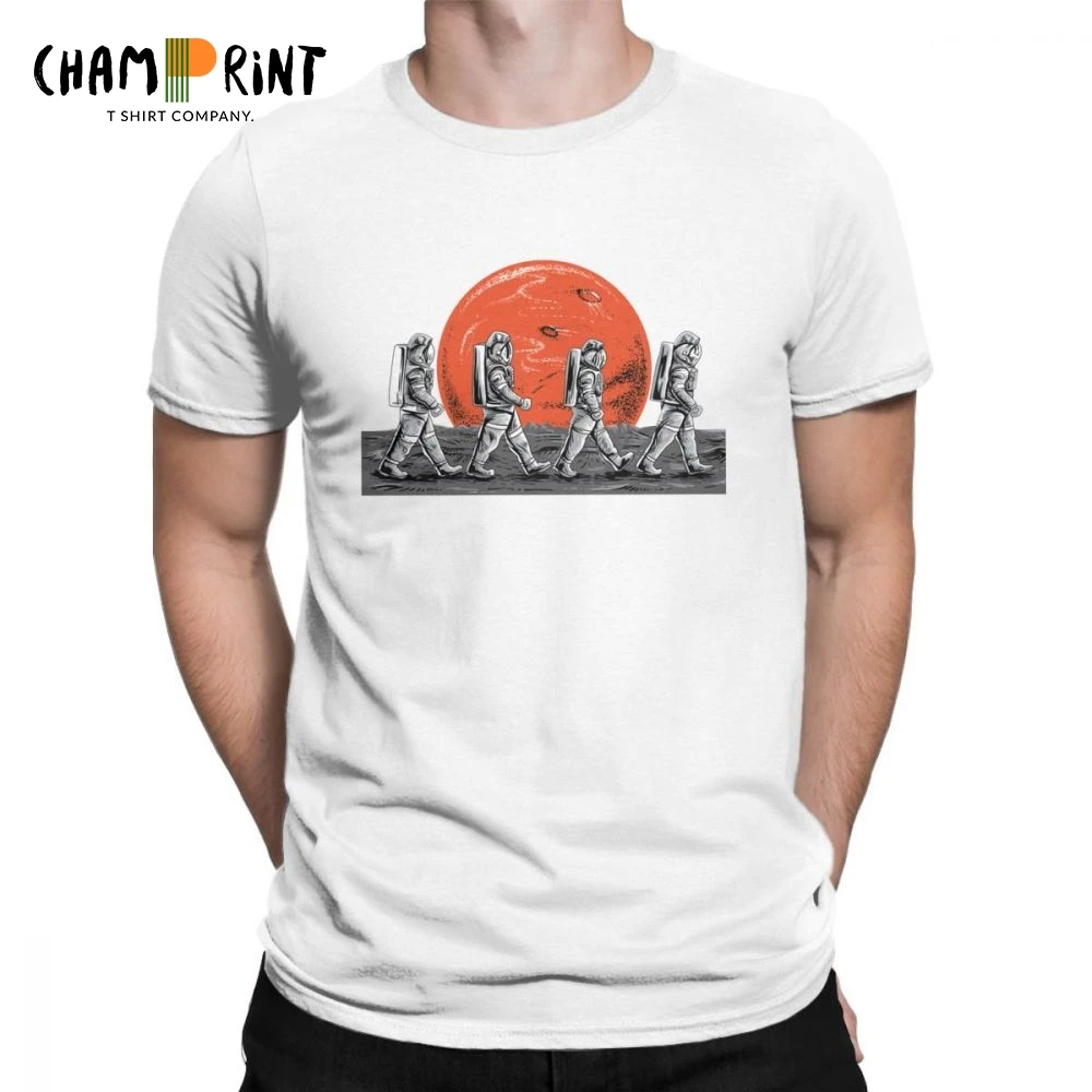 

Men's Astronauts Walking In Space Occupy Mars T-Shirts Apollo Geek O Neck Casual Clothes 100% Cotton Tees Gift Idea T Shirt