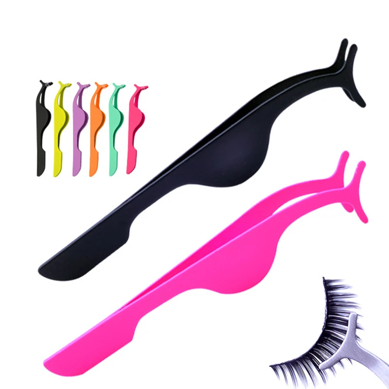 

1pcs Stainless steel Fluorescent Eyelashes Extension Tweezers Auxiliary Clamp Clips Practice Beauty Eye Lash Makeup Tools