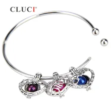 CLUCI Серебряный 925 простой круглый регулируемый браслет для женщин ювелирных изделий Настоящее серебро 925 пробы съемный дизайнерский браслет