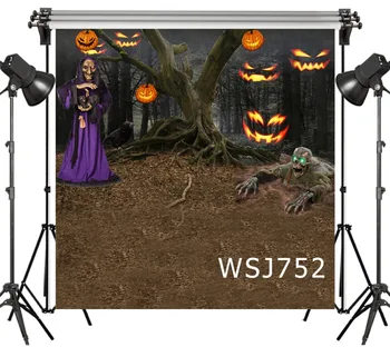 

Polyester & Vinyl Halloween Scary Skeleton Ghost Pumpkin Lanter Backdrops Background For Photography Studio Backdrop Photo Props