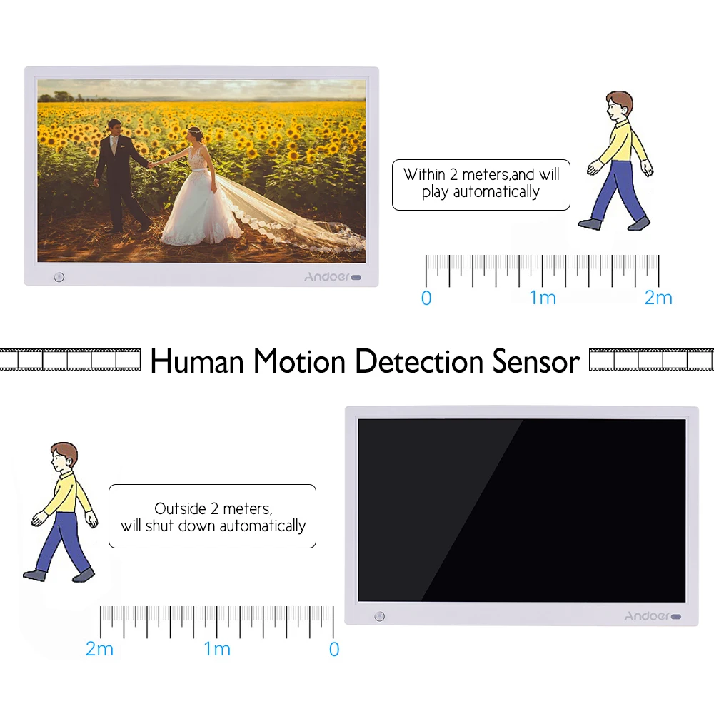 Andoer 15,6 дюймов 1920*1080 ips светодиодный цифровой фоторамка фотоальбом датчик движения MP3 MP4 часы календарь с пультом дистанционного управления