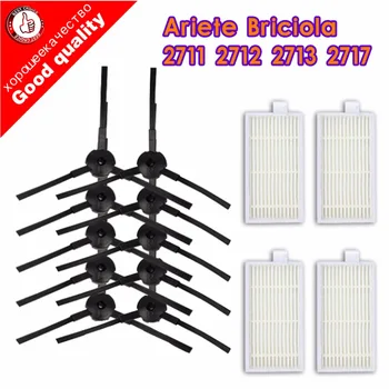 

10pcs side brush+4pcs filter Hepa for Ariete Briciola 2711 2712 2713 2717 ROBOT HOFER Cleaner parts accessories