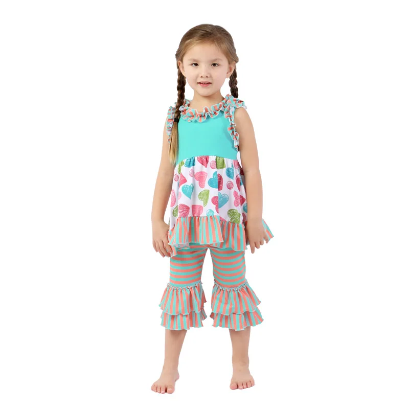 US $74.10 Kaiya Angel Valentines Day Ruffled Girls Boutique Clothing Kids Clothes Toddler Children Boy Clothing Set Factory Wholesale