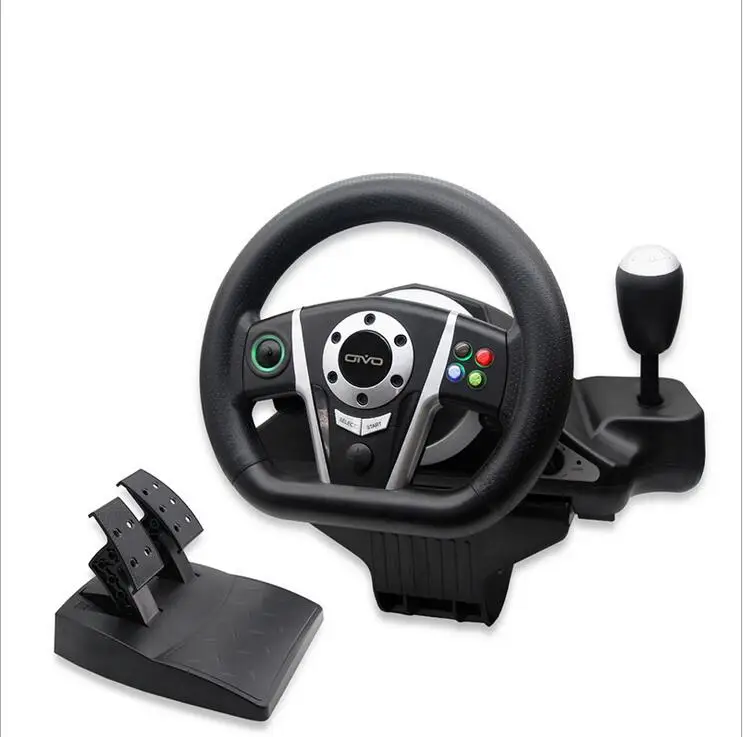 Vibration Feedback Wired USB Steering Racing Wheel and Foot Pedal for PS3, Xbox One and Windows