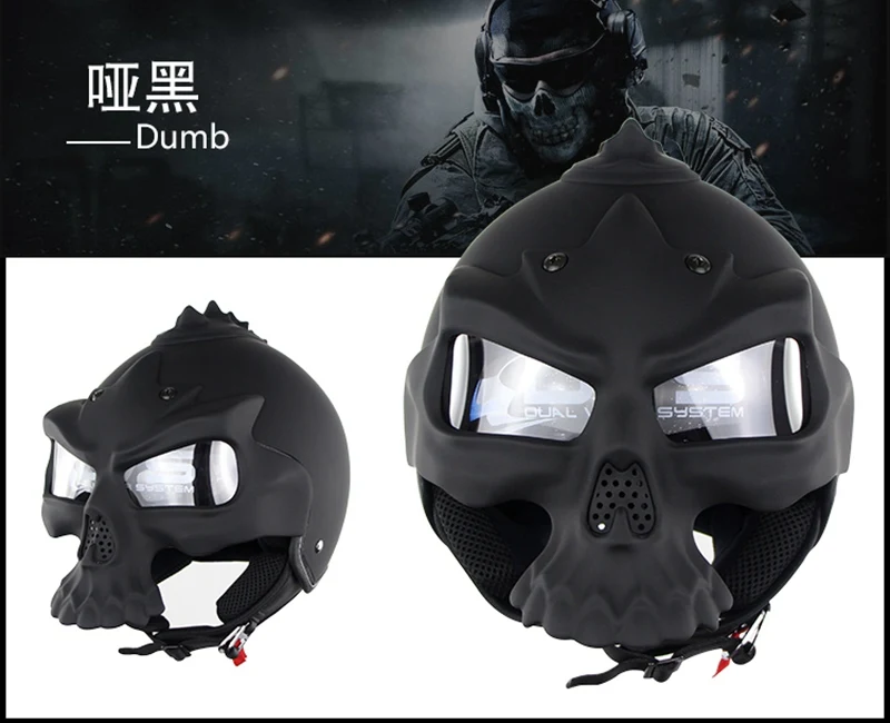 Двойной объектив мотоциклетный шлем dot standard skull casco с двойной d-образной кольцевой пряжкой S-XL