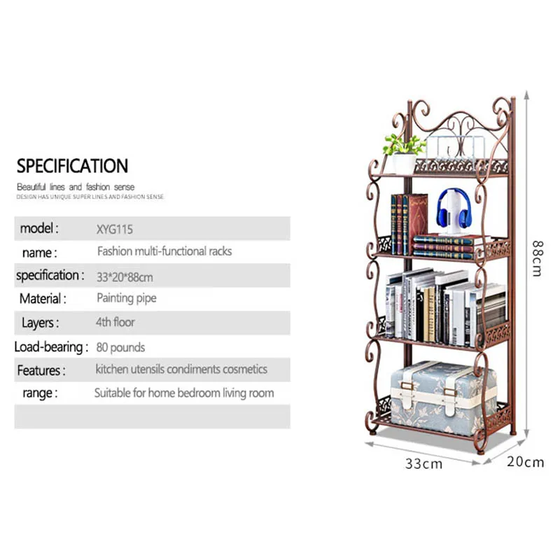 Многоуровневая железная художественная книжная полка кухонный держатель для хранения Органайзер Стойки ржавчины трубы ванная комната туалетные принадлежности полка мебель