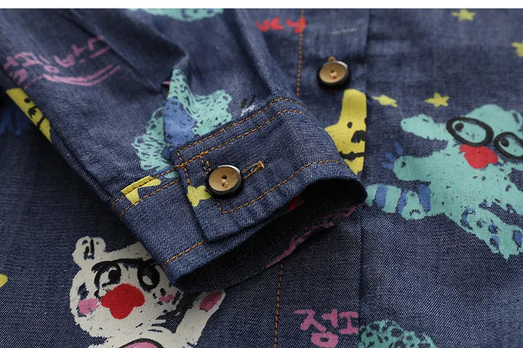 Girl Clothes 2018 Spring Autumn Hot Sale Children Clothing Turn-Down Collar Long Sleeve Animal Print Demi Shirts For Girls (9)