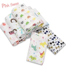 Buy PINK SWAN 100% Muslin Cotton Baby Swaddle Blanket Multi-use Newborn Swaddle Infant Gauze Both Towel Baby Warp Stroller cover Free Shipping