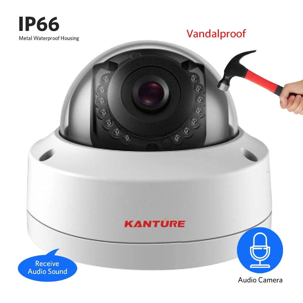 KANTURE H.265 5MP POE ip-камера для домашней безопасности, для помещений и улицы, антивандальная сетевая ip-камера P2P Onvif, записывающая аудио камера