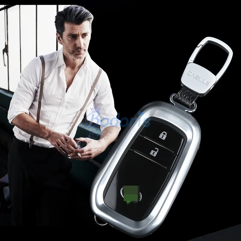 

For Toyota RAV4 2014 2015 2016 2017 2018 Titanium Alloy Key Chains Case Ring Cover Chrome Car Styling Accessories