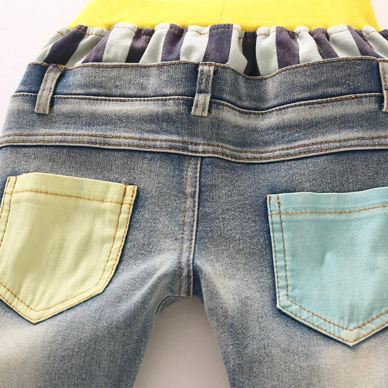 Boys Jeans Children Sring Autumn Full Length Jeans Pants Cotton High Quality Jeans with Elastic Waist For 3 to 7 years old 8
