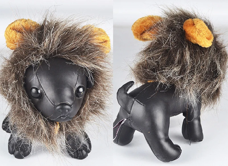 Cute Pet Transfiguration Costume Lion Mane Winter Warm Wig Cat Small Dog Party Clothes Decoration With Ear Pet Apparel Cat Dress2